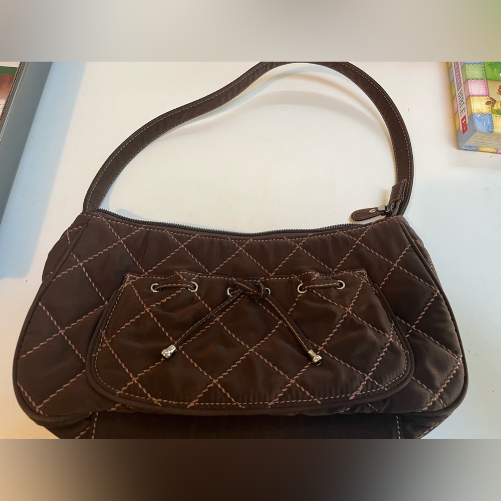 EUC Vera Bradley espresso brown microfiber shoulder bag